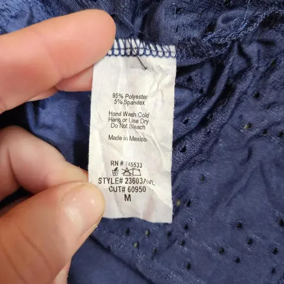 W5 Womens Top sz Small Navy Coral Floral Sleeveless Tank Keyhole Back Blouse - Picture 4 of 6